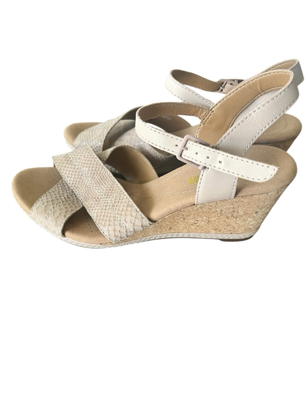 Clarks Helio Latitude Cork Wedge Sandals Snake Print NWOT - Picture 2 of 10